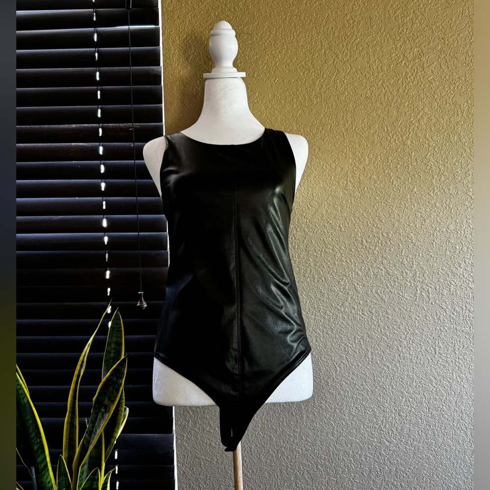 Faux leather bodysuit